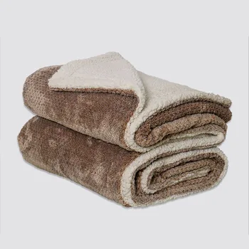 Amazon hot sale thick double layer cationic and jacquard design sherpa & flannel blanket for winter