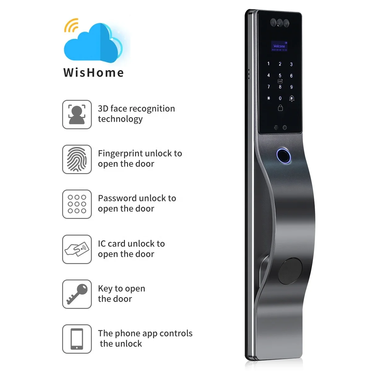 New Automatic Electronic Digital Lock Cerradura Inteligente WIFI APP Fingerprint Card 3D Face Recognition Smart Door Lock DF17