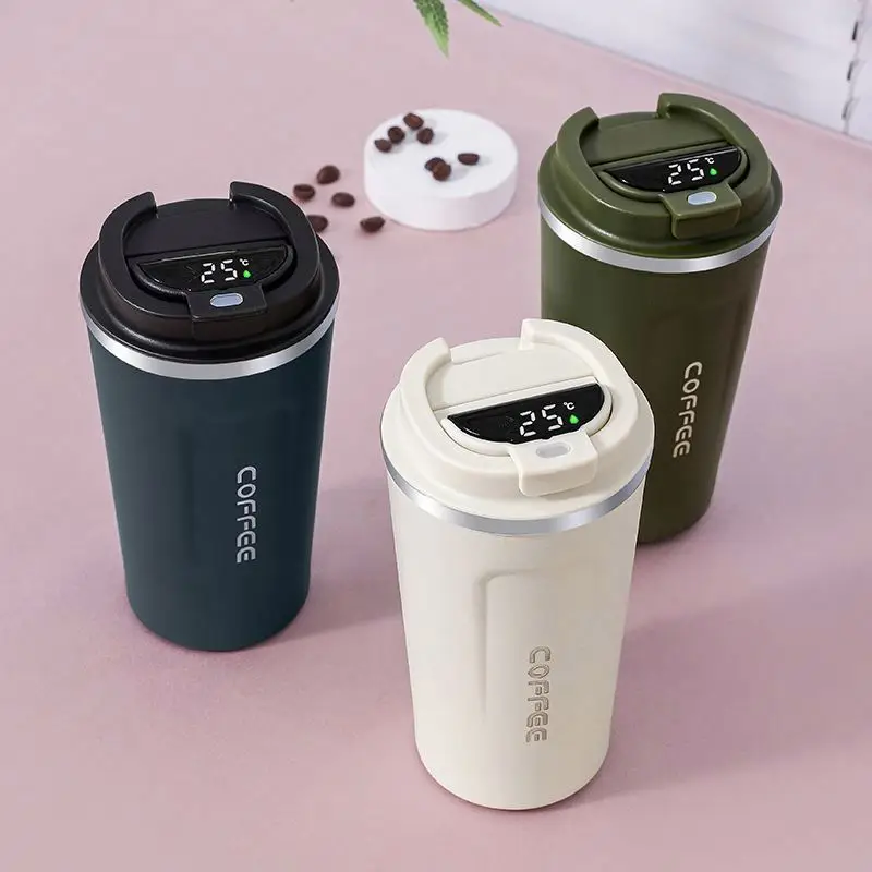 Temperature Display Indicator Sipper 380ML 510ML Vacuum Insulated Stainless Steel Tea Coffee Mug Thermos Flask Travel Mug
