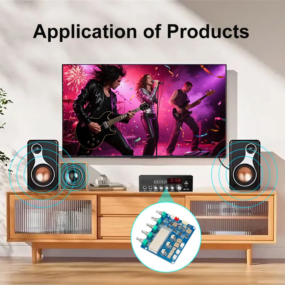 Amplificateur Digital WINGONEER TPA3116 2x50W + 100W Subwoofer 2.1 Canaux - Puissant Et Efficace DC 12V-26V