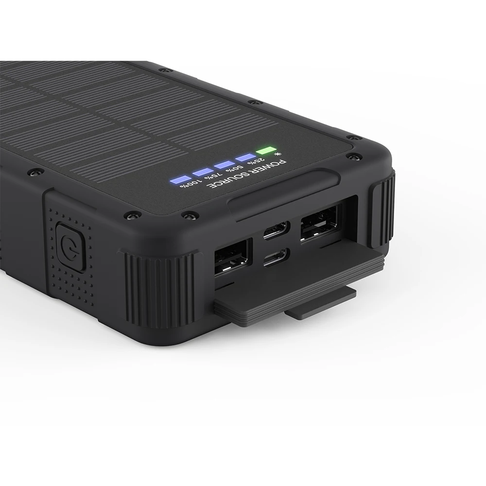 15W Solar Power Bank 30000mAh IP67 Waterproof Built-in USB-A+C Ports LED Lights Portable Charger Outdoor Charging Station SP6730