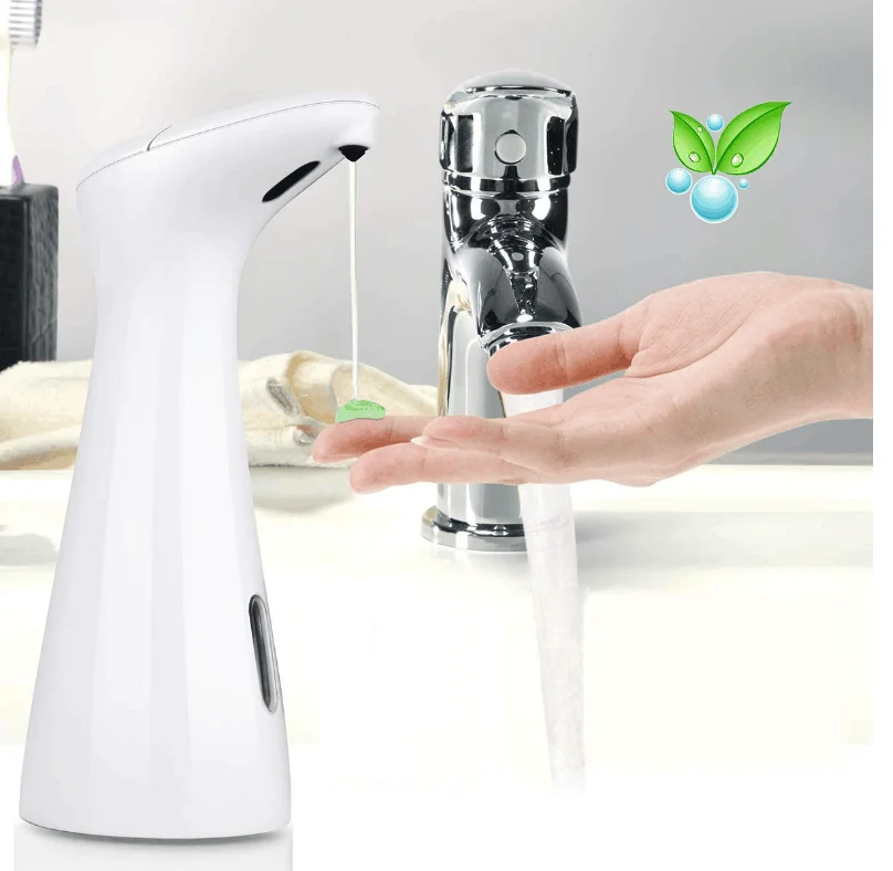 White Plastic Infrared Motion Sensor Refillable Liquid Soap Dispenser for Shower Gel Shampoo Dish Soap