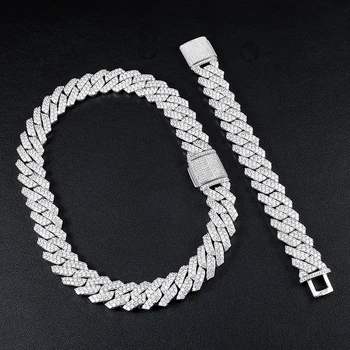 2021 Hiphop Jewelry Prong Cuban Chain Necklace Iced Out CZ