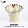 A rooster with a rustic, street-style design [slanted rim bowl]