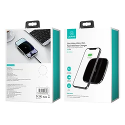 USAMS 2021 горячая Распродажа CD154 цинковый сплав ультра-тонкий Быстрая зарядка 15 Вт беспроводной держатель зарядного устройства для телефона