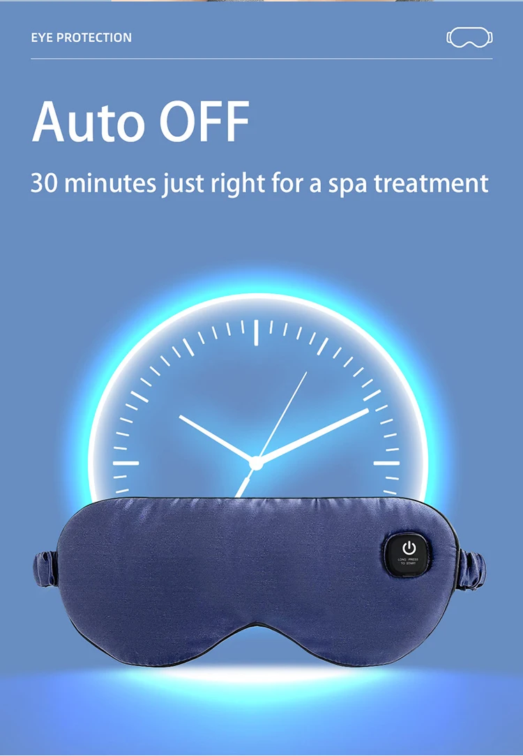 Customized Electric Reusable Portable Graphene Heated Eye Mask 6a Silk Wireless For Relaxation