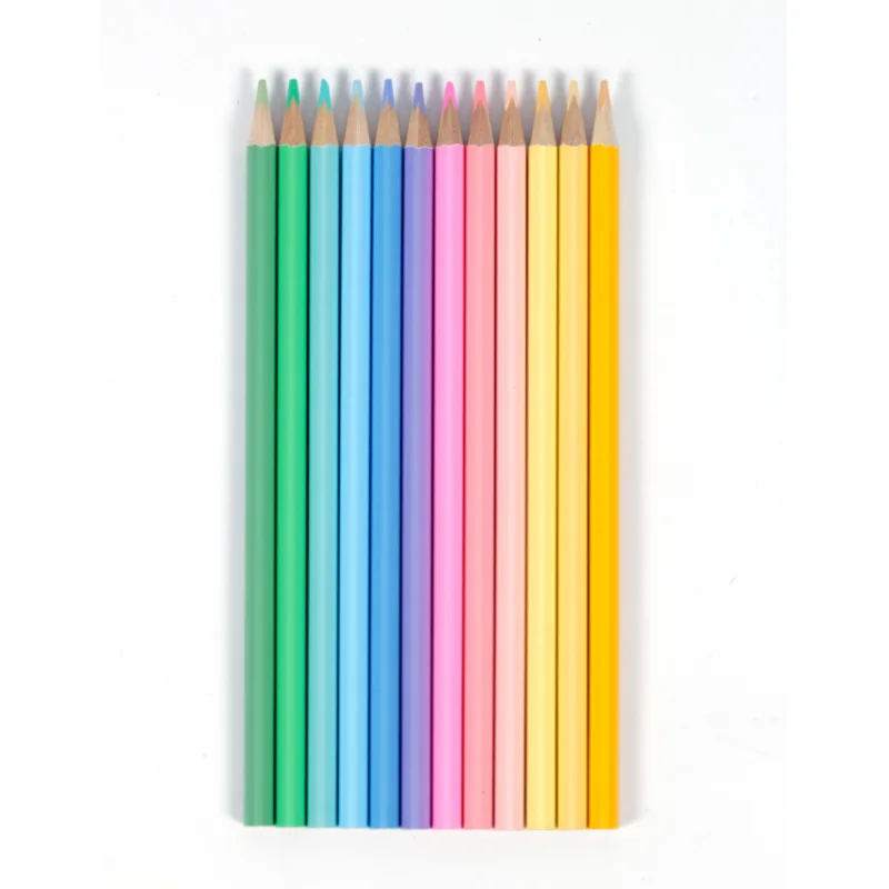 Pastel color wooden pencil 12 color sets in paper box packing