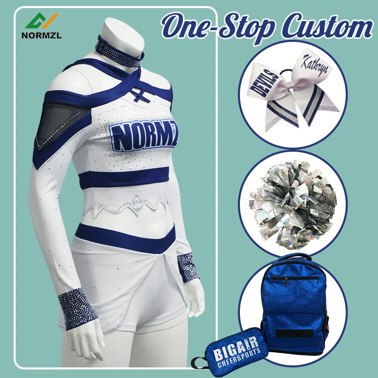 Free Design Cheer Dance Uniform Custom Sparkle Diamond Wholesale Cheerleading Outfit Girls Cheerleader Uniform