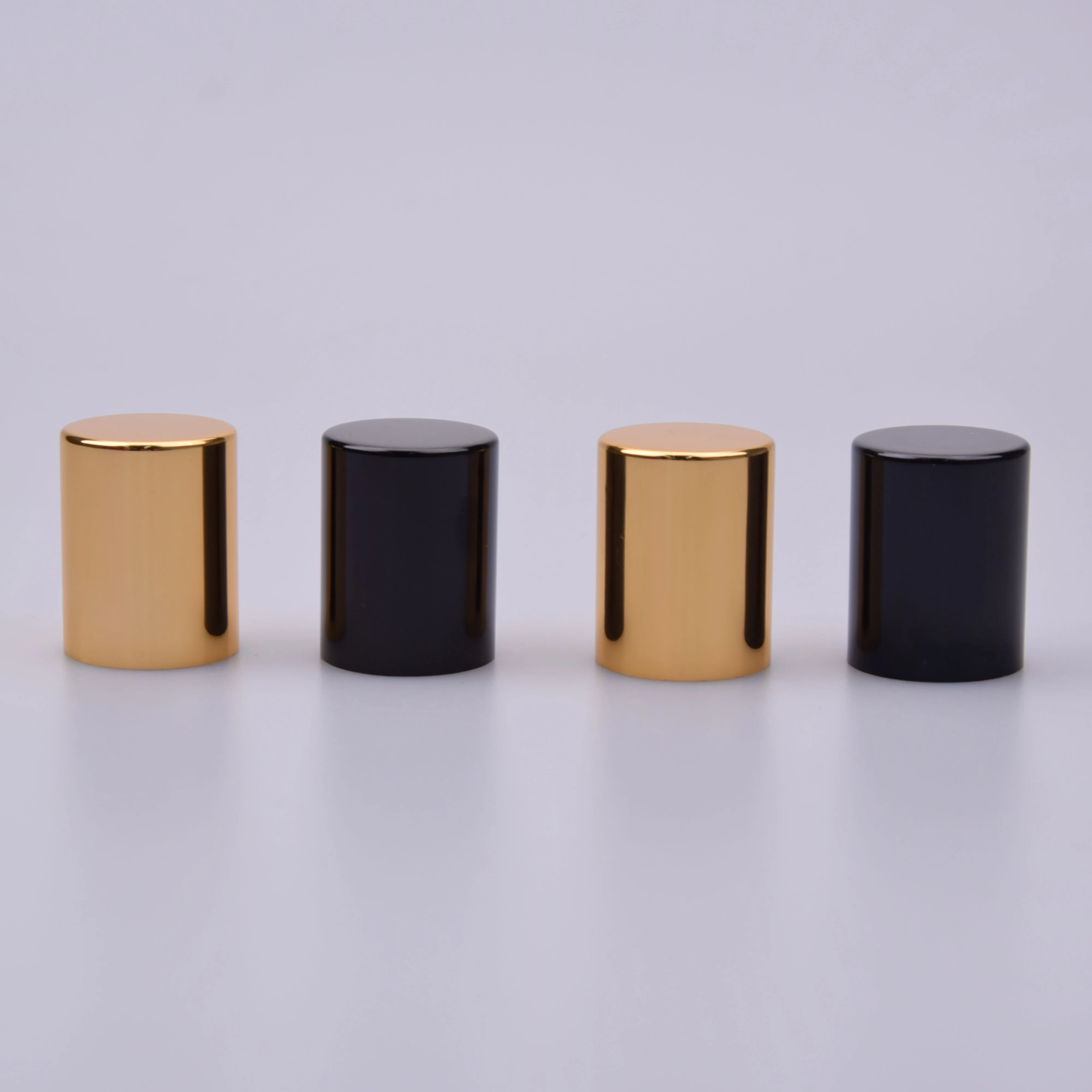 Gold and Black Color Non Spill Aluminum Perfume Cap with MOQ 10000pcs for FEA 15mm Crimp Pump