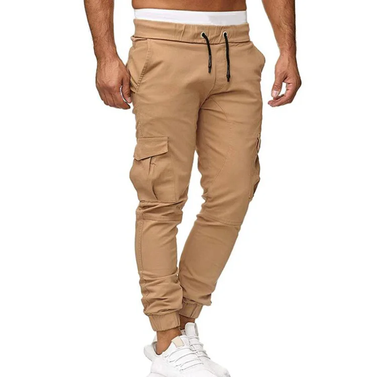 men's fashion solid color cotton trousers pants