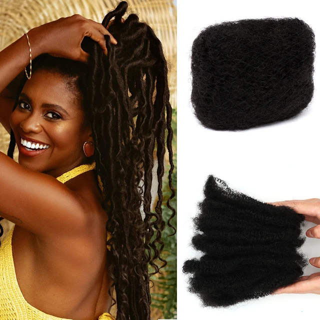 KAMA 100% Human Hair Extensions Dreadlock & Loc Extension for Afro Kinky Braids & Locs Repair Crochet Compatible