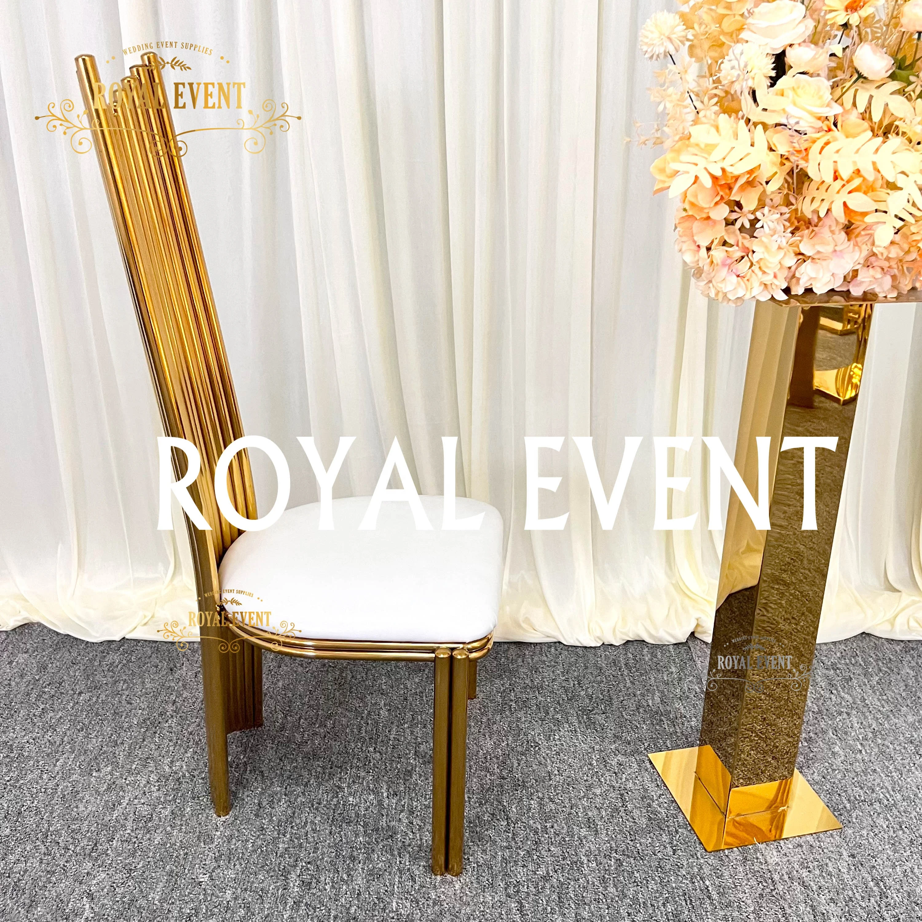 Hot Sale Modern Luxury Stackable Dinner Chairs White Golden Party