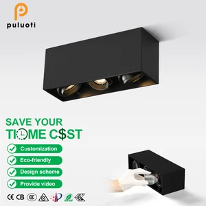 PULUOTI Indoor Black  Aluminium Surface Mounted Downlight for Living Room Replaceable Bulb MR16/GU10 Ceiling Spot Lamp Housing
