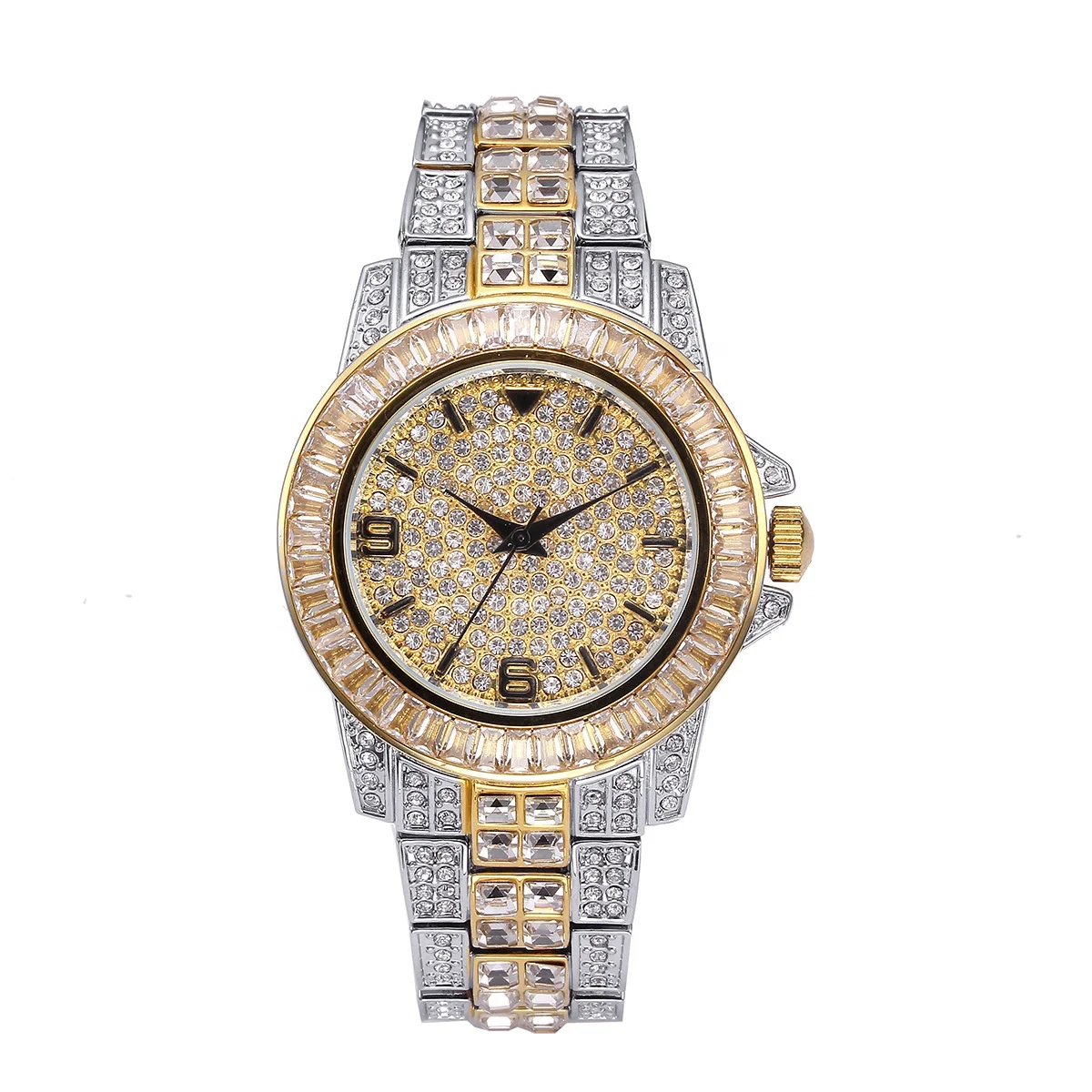 Excel Quartz Japan Gold Watch 24K IDE Out Watch Diamond Watch Men Wrist Luxury Gold