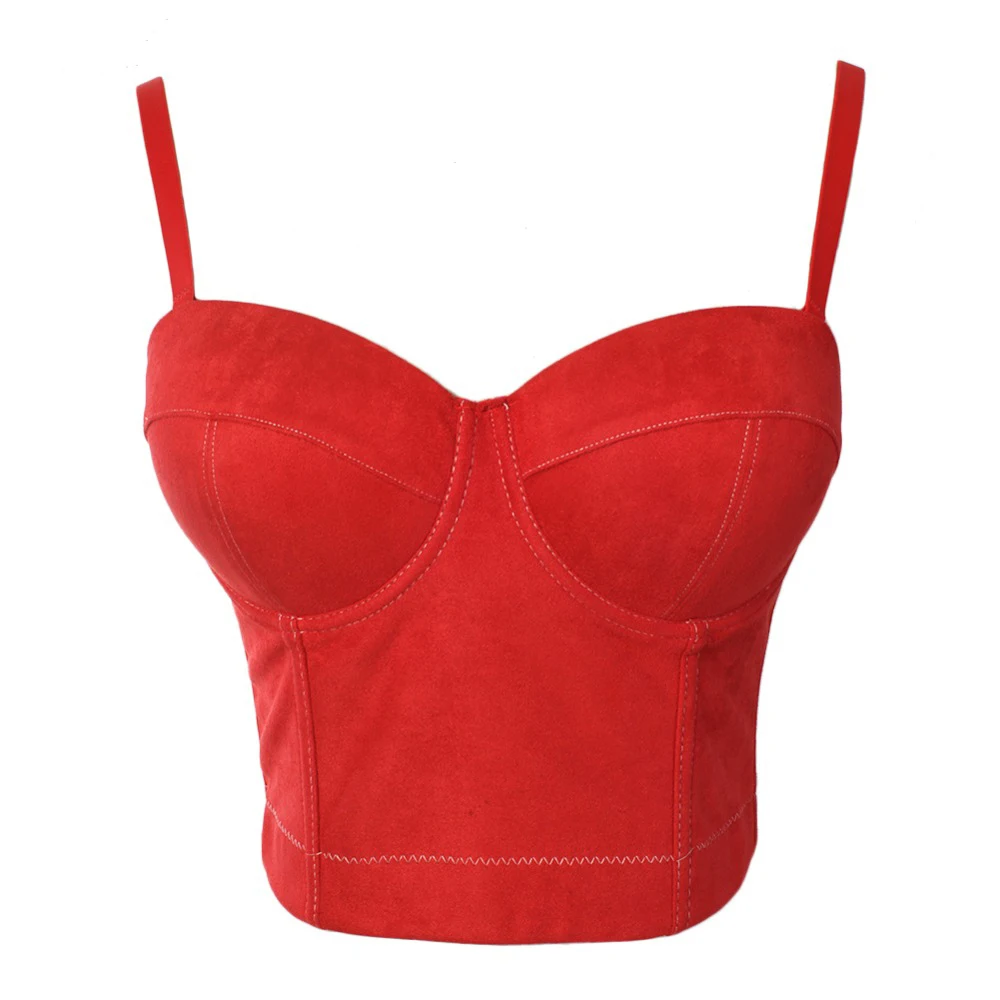 Chaorong Brand Faux Suede Leather Boho Hippie Corset Bralet Women