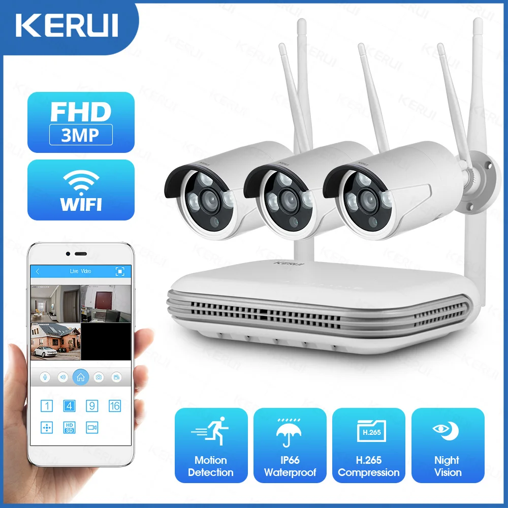 KERUI Security Camera System China Factory Direct Sale 8CH Video Surveillance Camera Wifi NVR
