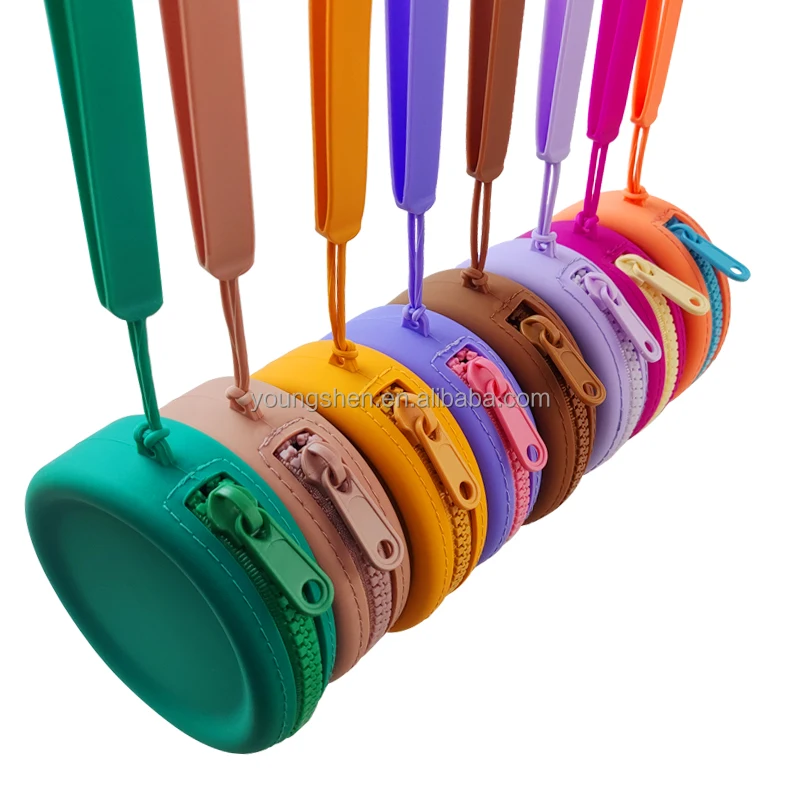 Custom Silicone Bag Silicone Coin Purse Pouch Zipper Pouch Round Small