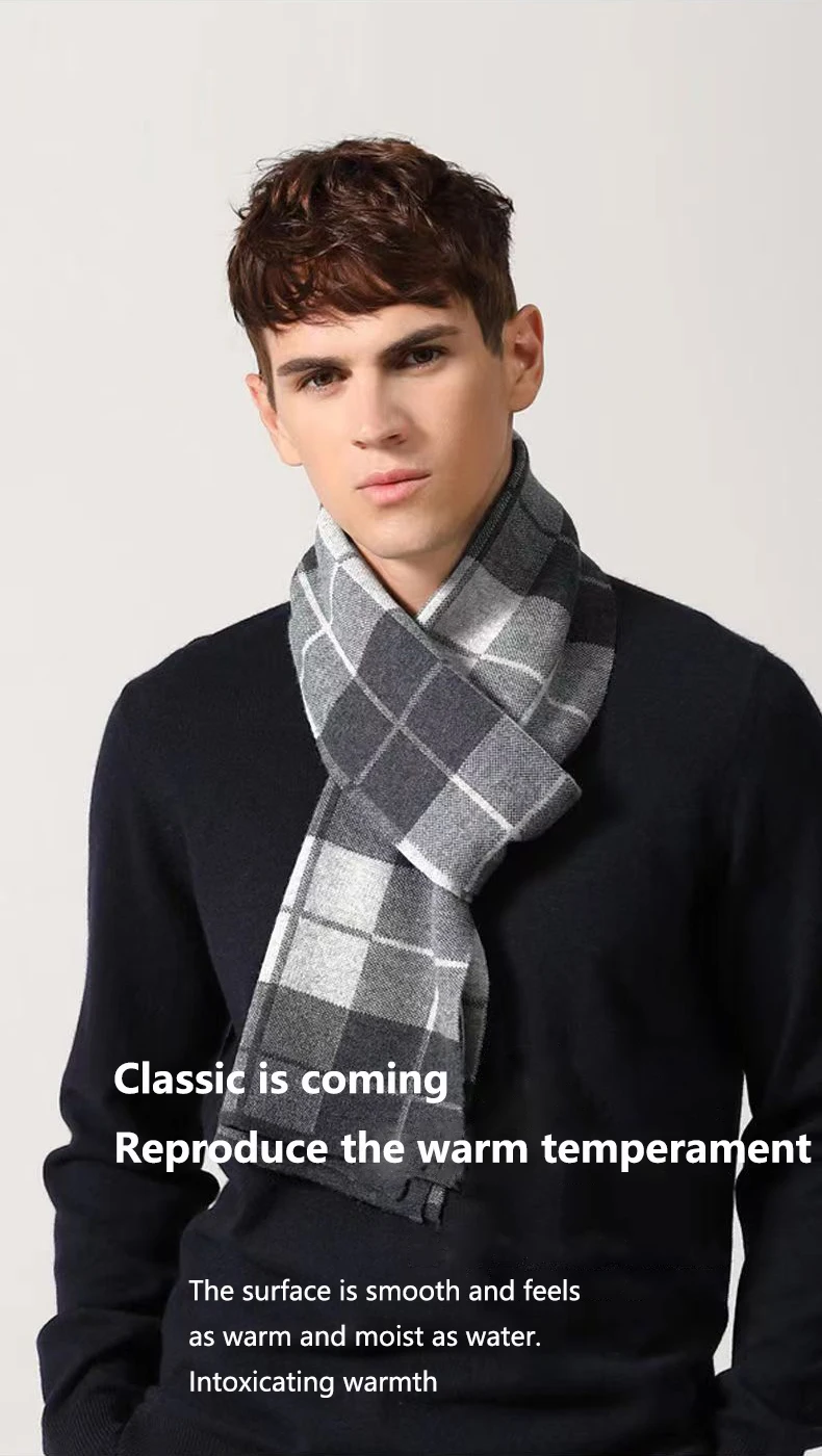 High Quality Wool Scarf With Tassels Wholesale Winter Shawl Adult Plaid Winter Scarf For Men