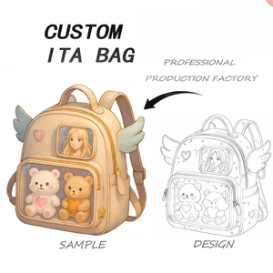 Ita Cute Bear Wings Shape Bag Manufacturer With Printing Insert Custom Private Cartoon Animal Ita Backpack Pin Display Bag