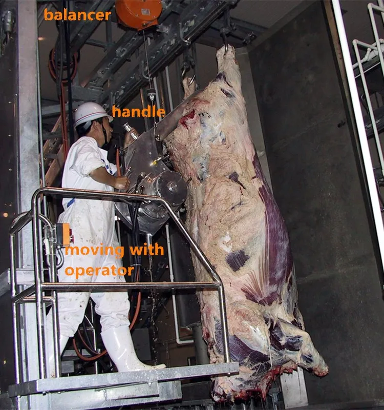 Professional cattle carcass cutting saw - heavy-duty construction, high output, suitable for the slaughter industry and reliable