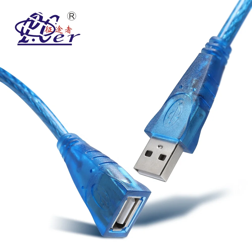 Blue Shielding Braid USB 2.0 A Female To A Male Extension Cable Cord 10M 