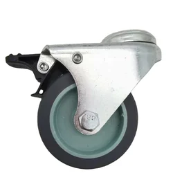 Industrial stainless plate double wheel rubber material light duty bolt-hole double wheels caster NO 2