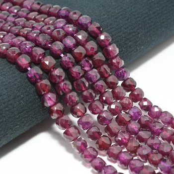 Natural Rhodolite Garnet Irregular Faceted Cube Beads 4.8mm