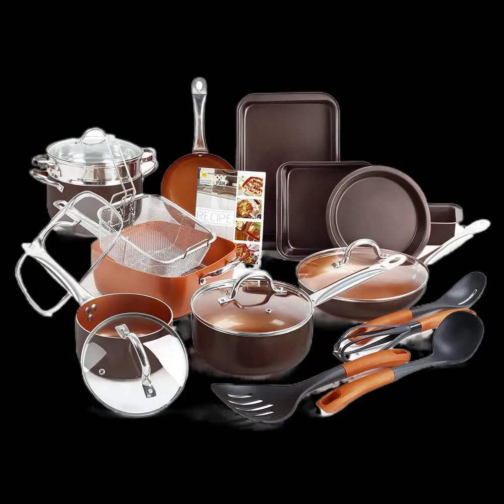 Copper Pots and Pans Set - 23pc Copper Cookware Nonstick