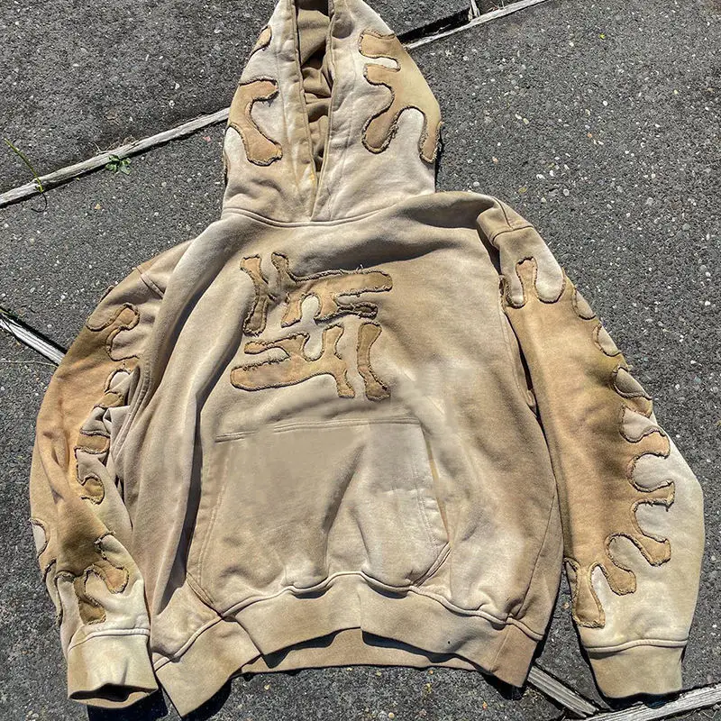 Custom Applique Stitching No String Heavyweight Distressed Patch Cut Sew Vintage Streetwear Acid Washed Sun Fade Print gallery 7