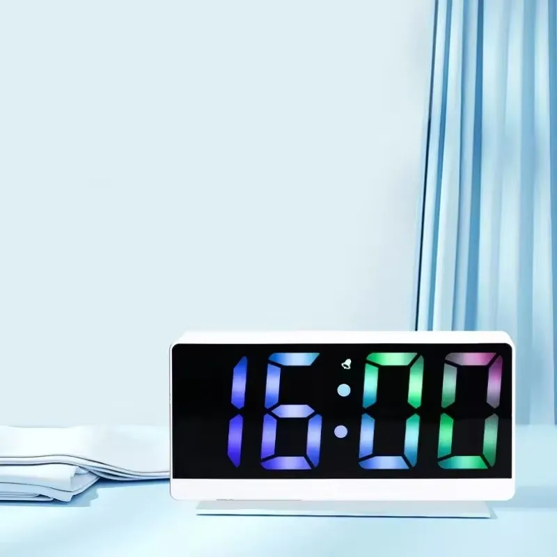 Auto Sleep Wake Function Voice Controlled with Display Time Temperature for Bedroom and Office Digital LED Mirror Clock