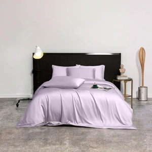 Hotel Luxury Woven Bamboo Solid Simple Style 300tc All-Season 4-Piece Bed Sheet Set with Duvet Cover Pillowcases Customizable