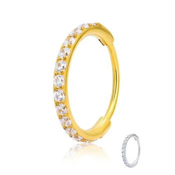 G23 Titanium Piercing Nose Ring Zircon Inlay Nostril Hoop Upper Earrings Conch Helix Daith Women 14G Body Jewelry Piercing
