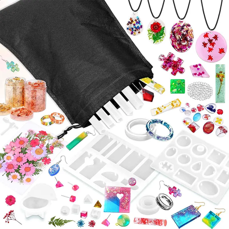 Kit Complet 284 Pcs Moules Silicone Résine + Outils – Créez Bijoux, Pendentifs Et Bracelets Époxy Sublimes !