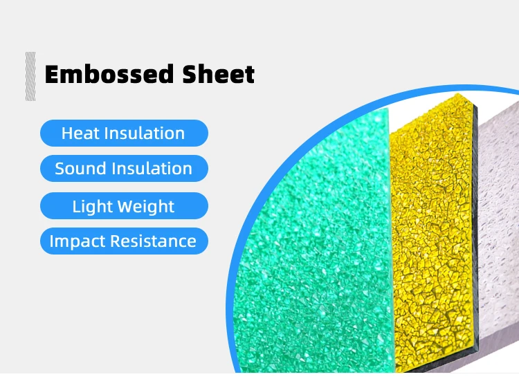 ISO9001:2008 Certified Polycarbonate Embossed Sheet with More than 5 Years Warranty and 2mm-10mm Thickness