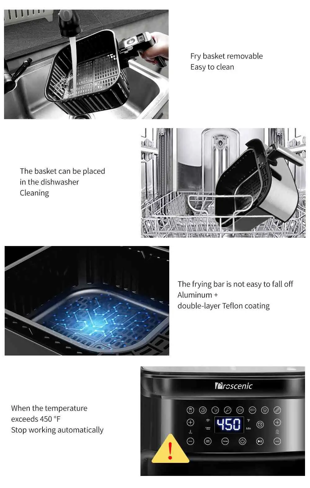 Smart Air fryer Proscenic T21 App & Alexa Control 1700 Watt Electric Air Fryers Oven&Oilless Cooker automatic appliances