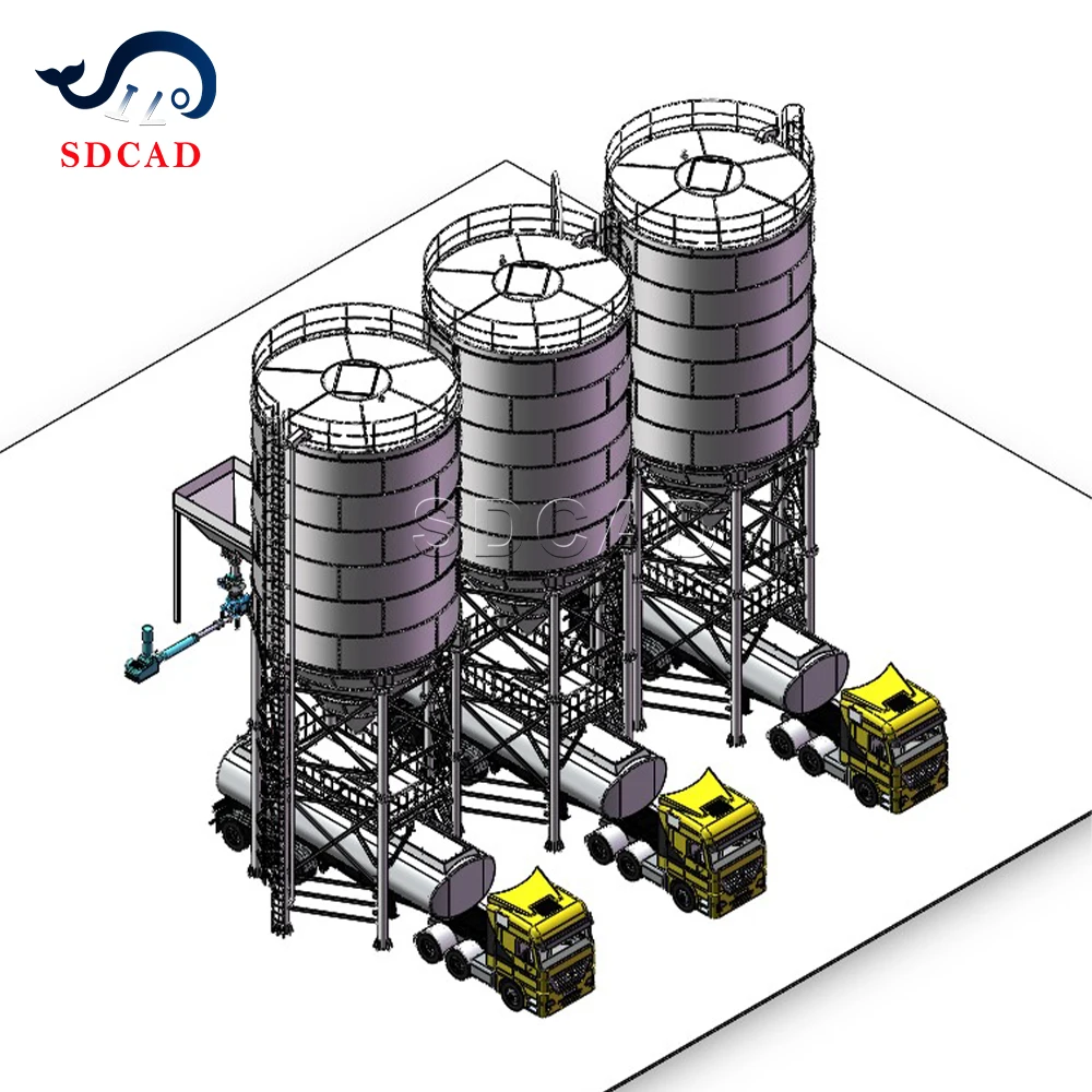 Smaller budget solution 1500 to 2000 ton cement silo with  4 columns or 4 legs truck discharge silo