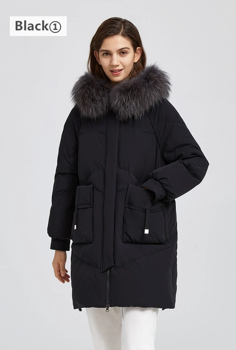 Winter Women Hooded Zipper Down Jacket Fox Fur Women's Down Coats Buy