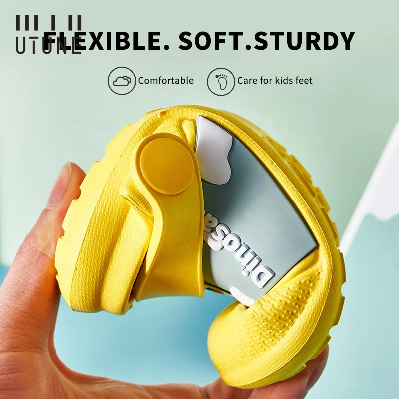 Детские летние милые пляжные сандалии UTUNE для мальчиков и девочек, Нескользящие домашние и уличные сандалии из ЭВА на мягкой подошве, тапочки, обувь