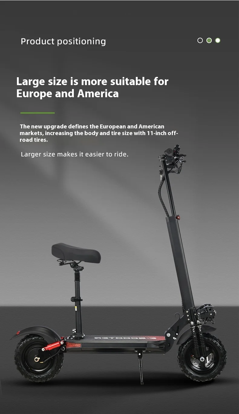 1200W Folding E-Scooter 18Ah Lithium Battery for 11