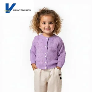 China V-Times Baby Girl Sweater Cardigan Casual 100% Cotton Infant Clothing for Spring/Autumn Stylish Anti-pilling Baby Tops