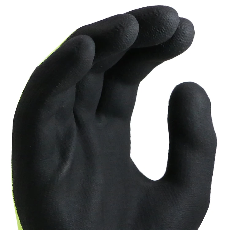 MaxiPact Fluorescent Green Polyester Liner with Nitrile Foam Garden Gloves EN388 4X43D Anti-cut Cut Resistant Work Safety Gloves
