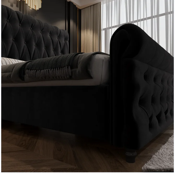 Free Sample Twin Storage Upholstered Leather Bed High Bed Head Queen Single Double Luxury  Matrimonial King Size Gas Lift Bed