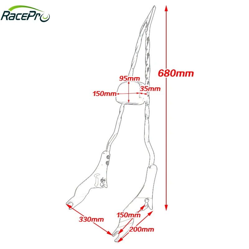 RACEPRO RP7771-2089B Tall Sharp Style Passenger Sissy Bar for Harley Touring Road King Street Glide Electra Glide 2009-Later
