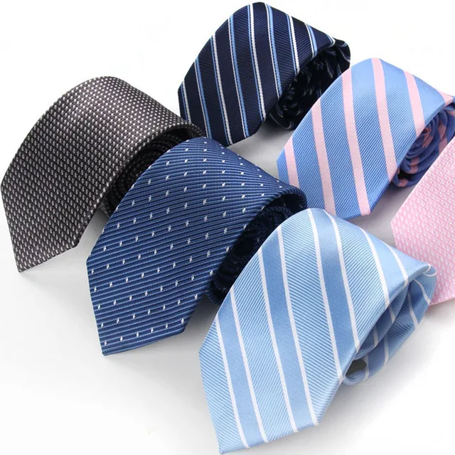 Wholesale Men's Business Casual 7cm Polyester Silk Tie Men's Striped Trend Accessories Formal Necktie