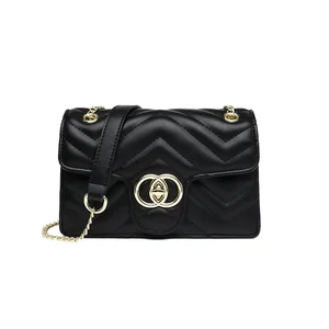 New Trendy PU Leather Cross-body Bag for Women Waterproof High Quality Chain Bag for Winter Small Square Bag with Zipper Closure