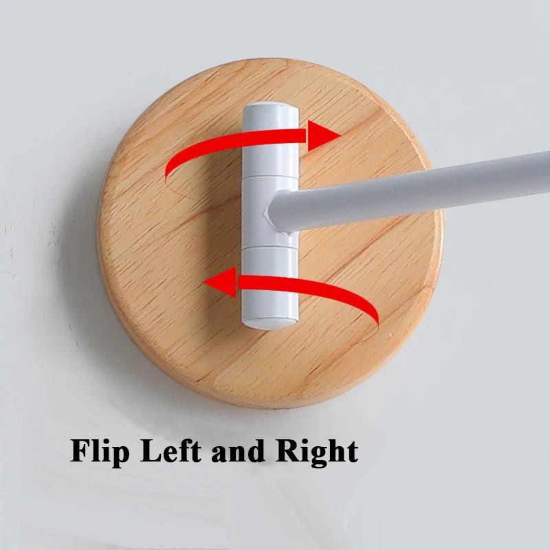 Modern E27 LED Lustre Wall Lamp Indoor Iron Wood Base with Rotatable Swing Design for Hotel or Bedroom Decoration - Image 6