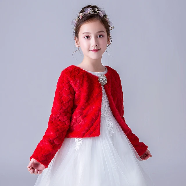 Girls Shrugs For Dresses Girls Faux Fur Bolero Princess Shawl