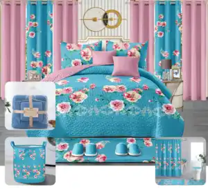 LILIANNA COLLECTION Yellow Bedspread Blanket Set 24 Pieces king Size Bedroom Bedding Sheet with Match Curtains 24 Pcs