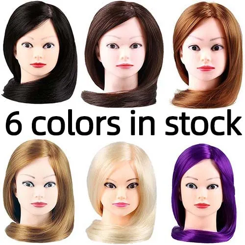 Mannequin Head Synthetic Fiber Long Hair Styling Training Head