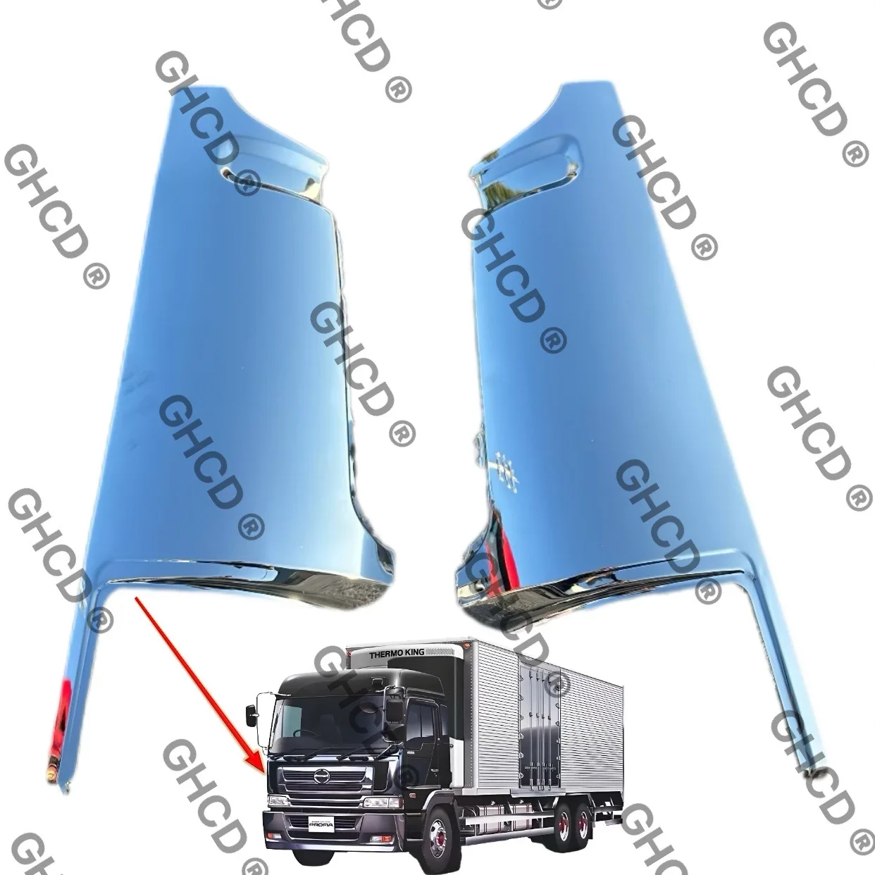 GHCD HIGH QUALITY/FACTORY PRICE CHROME-PLATED CORNER PANEL for JAPANESE TRUCK HINO PROFIA ISUZU/MITSUBISHI/NISSAN
